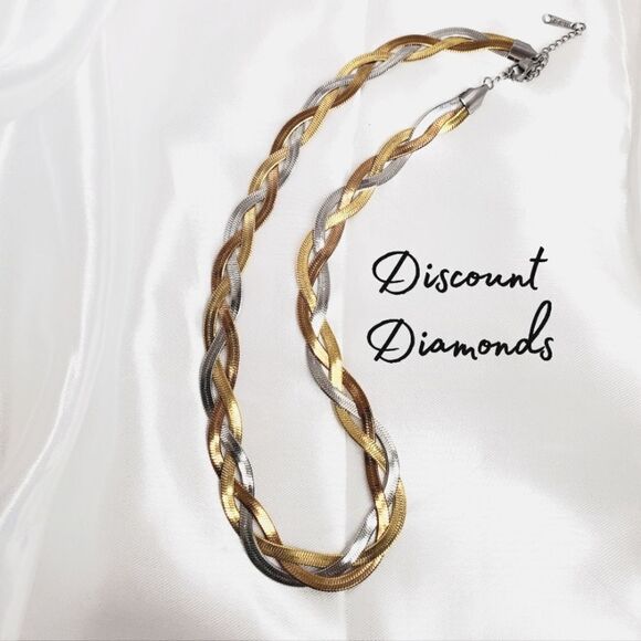 18K White, Rose, & Yellow Gold on Titanium Choker Necklace - Women's - Picture 4 of 6